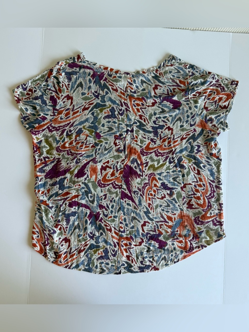 Nicole Miller New York 100% Linen Abstract Print Top 1X - Picture 5 of 5